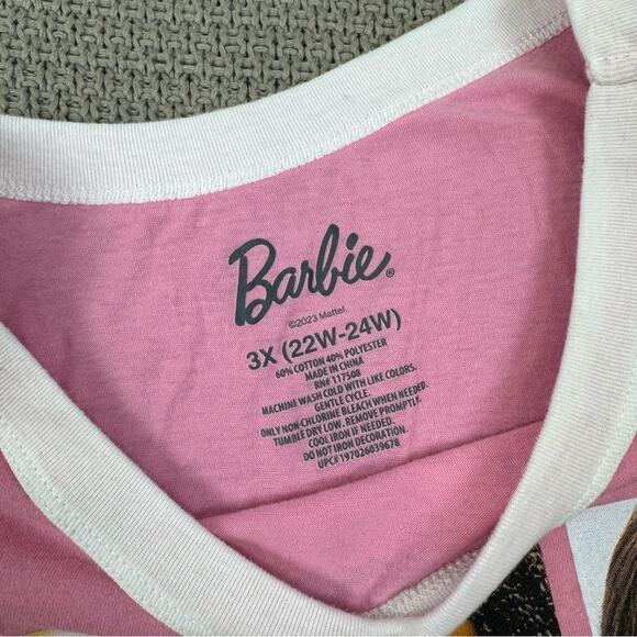 Barbie Pink and White Short Sleeve Tee & Short Set ~ XXXL, 22W/24W - Picture 3 of 14